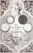 Illustration frontispiece from Thomas Burnet's 'The Sacred Theory of the Earth' 1684, the most popular geological work of the 17th century. Christ stands aside the full cycle of creation with the epit...