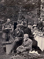 Two of Darwin's staunchest supporters in the field during a trip to the Rockies in 1877. Centre (seated) British botanist Joseph Dalton Hooker, the director of Kew and one of Charles Darwin's close fr...