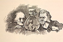 Illustrated portraits of Richard Owen (20, July 1804- 18 December 1892) and Thomas Henry Huxley (4 May 1825 - 29 June 1895). Linley Sambourne's illustration for the new 1885 Macmillan edition of Kings...