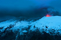 Ash plume and lava eruption from the Eyjafjallajokull volcano, Iceland, April 2010