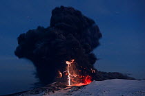 Lightning in the ash plume from the Eyjafjallajokull volcano, Iceland, April 2010