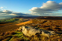 Scenic view of Stanage Edge, Peak District National Park, Derbyshire, UK November