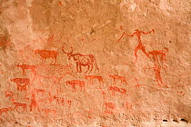 Prehistoric Rock Art, Tadrart Valley, Akakus mountains, Libya, Sahara, North Africa 2007