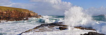 Waves breaking over rocky coastline near Point of Stoer, Assynt, Scotland, UK, October. 2020VISION Exhibition. 2020VISION Book Plate.