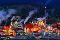ENCE Company Paper mill at night, Navia, Asturias Spain, April 2006 No release available.