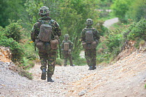 Army cadets training at Caesar's Camp, part of the Hampshire Heathlands owned by the Ministry of Defence, Aldershot, England, UK, May.