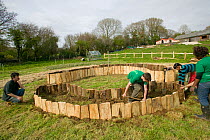 Young volunteers help create raised planting beds for growing food, Down to Earth environmental project, Murton, Gower, South Wales, UK 2009