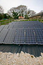 Solar panels in Down to Earth environmental project, way of creating sustainable energy, Murton, Gower, South Wales, UK 2009