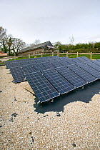 Solar panels in Down to Earth environmental project, way of creating sustainable energy, Murton, Gower, South Wales, UK 2009