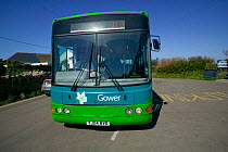 Gower explorer bus in Rhosilli, scheme to reduce effect of traffic congestion and pollution in Area of Natural Beauty, South Wales, UK 2009