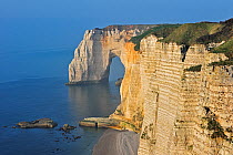 La Manneporte, a natural arch in the chalk cliffs at Etretat, Côte d'Albâtre, Upper Normandy, France, March