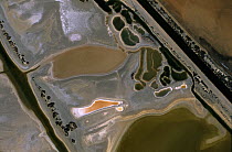 Aerial view of salt pans on the Camargue wetlands, Southern France