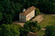 Aerial view of small chateau in the Camargue, Mas de giraud, Arles, Camargue, Southern France, September 2004