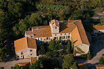 Aerial view of traditional big house 'mas' in Camargue, Arles, southern France, September 2008