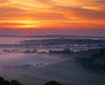 Sunrise over the Blackmore Vale, Dorset, England, UK