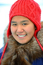 Portrait of a young inuit woman, Grise Fiord, Ellesmere Island, Nunavut, Canada, June 2012. Model released.