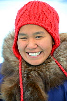 Portrait of a young inuit woman, Grise Fiord, Ellesmere Island, Nunavut, Canada, June 2012. Model released.
