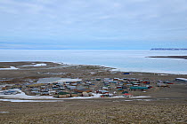 View of Resolute Bay with pack ice in the background, Corwallis Island, Nunavut, Canada, June 2012.