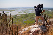 Filming the Pantanal from the Amolar mountains, Matogrossense National Park, Pantanal, Brazil