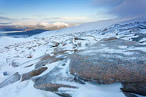 Snow-capped peaks in the Cairngorms National Park, Scotland, December 2011.
