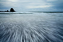 Receding sea wave pattern on beach. Talisker Bay, Isle of Skye, Scotland, UK, October 2011.