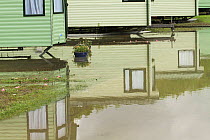 Caravan site, Dol y bont Ceredigion after June 2012 floods from River Leri after 5 inches of rain in 2 days, June 10th 2012, Ceredigion, Wales, UK