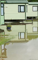 Caravan site, Dol y bont Ceredigion after June 2012 floods from River Leri, after 5 inches of rain in 2 days, June 10th 2012, Ceredigion, Wales, UK