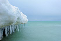 Snow and icicle formation above the Baltic Sea, Germany, February 2010