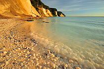 White chalk cliffs and pebble beach along the coast of the Baltic Sea, Jasmund National Park, Germany, August 2011