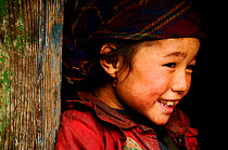 Little girl in the Budhi Gandaki river valley. Manaslu Conservation Area, Himalayas, Nepal, October 2009. No release available.