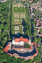 Aerial view of Castle Hundisburg with baroque garden, Haldensleben, Althaldensleben, Boerde, Saxony-Anhalt, Germany, May 2012