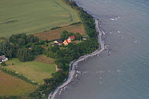 Aerial view of Mon lighthouse, Baltic Sea, Denmark July 2012