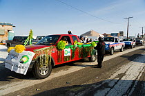 Decorated BP truck takes part in the local parade during Piuraagiaqta, Barrow's annual spring whaling festival. North Slope, Alaska, April 2012.