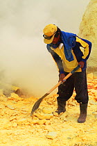 Men working the sulphur mine at Kawah Ijen, Java, Indonesia.