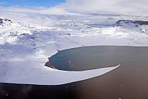 Aerial view of spit on James Ross Island. Antarctic Peninsula. February 2008. Taken on location for BBC tv series 'Life'