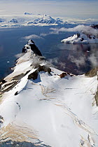 Aerial view of coast of Antarctic Peninsula. February 2008. Taken on location for BBC tv series 'Life'