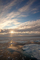 Summer pack ice and dramatic sky, Svalbard, Norway