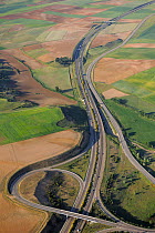 Aerial image of motorway intersection, Salamanca Region, Castilla y Leon, Spain, May 2011