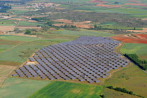 Aerial image of solar energy power station in Salamanca Region, Castilla y Leon, Spain, May 2011