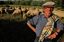 Shepherd with his flock, Campanario de Azaiba,  Salamanca region, Castilla y Leon, Spain, May 2011