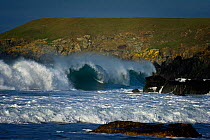 Waves breaking at Porth Oer, Whistling sands, Aberdaron, Wales, November