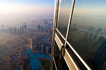 View from Burj Kalifa, the world's tallest building, Dubai at sunrise. United Arab Emirates (UAE) January 2010. No release available.