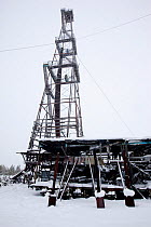A disused oil/gas drilling derrick near Ratta, Krasnoselkup, Yamal, Western Siberia, Russia 2012