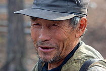 Portrait of Gennadiy Kubolev, a Selkup elder, at his camp in the forest, Krasnoselkup, Yamal, Wesetrn Siberia, Russia.