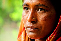 Portrait of a woman from the small village of Gagramari. Sundarbans National Park, Bangladesh. UNESCO World Heritage Site. June 2012. No release available.