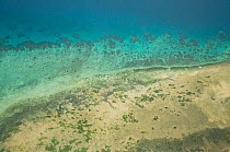 Aerial view of sand atolls and corals off the coast of the Island of Zanzibar, Tanzania