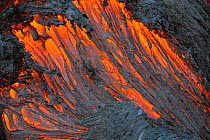 Red hot lava from the Plosky Tolbachik Volcano eruption, Kamchatka Peninsula, Russia, 5 December 2012