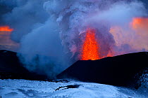 Lava and ash erupting from Plosky Tolbachik Volcano, Kamchatka Peninsula, Russia, 15 December 2012