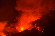 Ash and lava erupting from Plosky Tolbachik Volcano, Kamchatka Peninsula, Russia, 15 December 2012