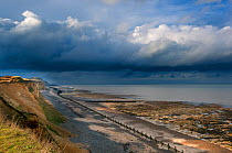 North sea viewed from West Runton Norfolk with coming storm, Norfolk, UK, November 2012